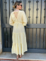 Vestido Midi Amarillo con Manga Abullonada