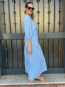 vestido Midi celeste con Manga Abullonada