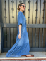 Vestido Largo Denim con Fruncido