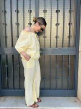 Conjunto de Blusa y Pantalon a Rayas