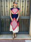 Vestido midi Geometrico en Tonos Vibrantes