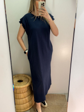 Vestido Largo marino con Bolsillos