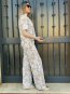 Conjunto Floral  Beis y Blanco