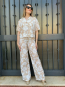 Conjunto Floral  Beis y Blanco