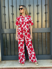 Conjunto Floral Rojo y Blanco