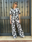 Conjunto Floral Blanco y Negro