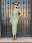 Vestido Midi Estampado en verde y beis