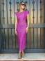 Vestido Midi Estampado fucsia