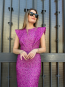 Vestido Midi Estampado fucsia