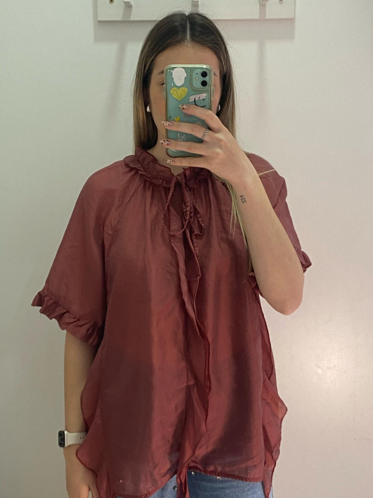 Blusa Fluida de Voile con Lazada