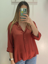 Camisa satén media manga