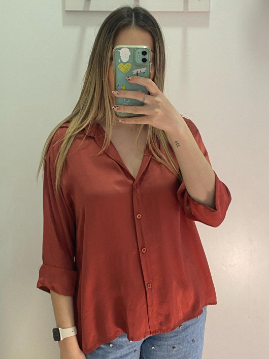Camisa satén media manga