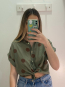 Camisa Fluida Manga Corta Estampado Lunares y Nudo