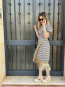 Vestido midi Estampado con Flecos Laterales