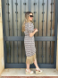 Vestido midi Estampado con Flecos Laterales
