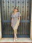 Vestido midi Estampado con Flecos Laterales