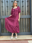Vestido Largo Granate con Volantes