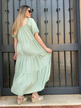 Vestido Largo Verde con Volantes