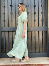 Vestido Largo Verde con Volantes