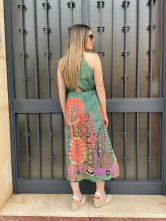 Vestido Midi Estampado Tropical con escote Halter