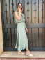 Conjunto Top Volantes y falda Midi Cruzada verde salvia