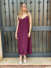 Vestido midi Granate de Tirantes con detalle metalico