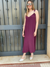 Vestido midi Granate de Tirantes con detalle metalico