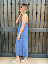 Vestido midi Azul de Tirantes con detalle metalico