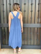 Vestido midi Azul de Tirantes con detalle metalico