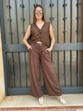 Conjunto Palazo y Chaleco Marron