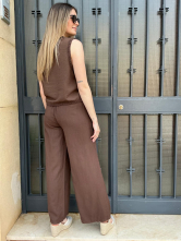 Conjunto Palazo y Chaleco Marron