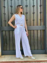 Conjunto Palazo y Chaleco Blanco