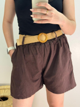 Short de Lino con Cinturón Trenzado