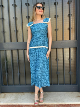 Vestido midi azul con Estampado Floral