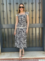 Vestido midi negro con Estampado Floral