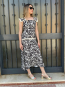 Vestido midi negro con Estampado Floral