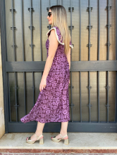 Vestido midi morado con Estampado Floral