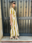 Vestido Largo con Estampado a Rayas en Tonos Mostaza y crudo