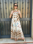 Mono Palazzo Cuello Alto con Estampado Floral en Beige y Marron
