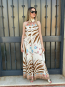 Mono Palazzo Cuello Alto con Estampado Floral en Beige y Marron