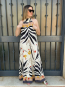 Mono Palazzo Cuello Alto con Estampado Floral en Beige y Marron