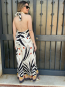 Mono Palazzo Cuello Alto con Estampado Floral en Beige y Marron