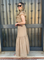 Conjunto boho Beige de Dos Piezas: Top con Volantes y Falda Larga