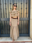 Conjunto boho Beige de Dos Piezas: Top con Volantes y Falda Larga