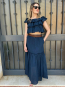 Conjunto boho Marino de Dos Piezas: Top con Volantes y Falda Larga