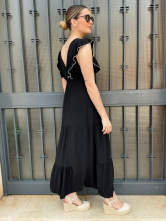Vestido Largo Negro con Volantes