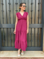 Vestido Largo Granate con Volantes