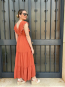 Vestido Largo Teja con Volantes