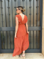Vestido Largo Teja con Volantes