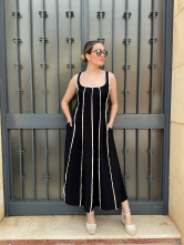 Vestido Midi de Rayas Contraste
